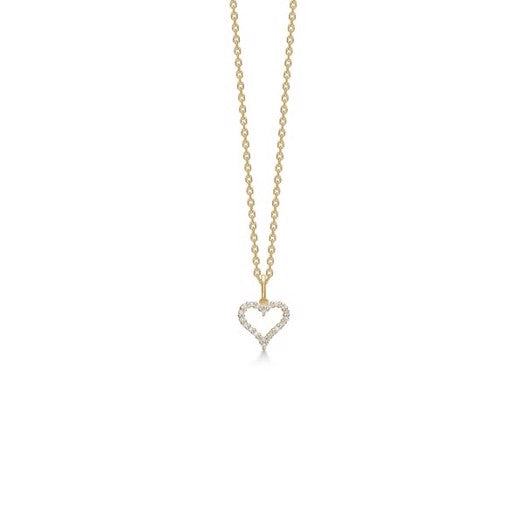 Tender Heart vedhæng i 14 kt guld med 0,12 ct diamanter – Mads Z